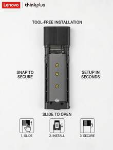 Lenovo M.2 SSD 外接盒，10Gbps 高速傳輸，鋁合金免工具安裝，快速拆卸固定，支援 2230/2242/2260/2280 尺寸，USB-C 轉 C+A 傳輸線，相容多種裝置 - 灰色 - 查看 4