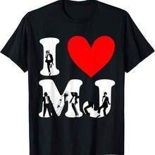 I Love MJD's Vintage Merchandise With Red Heart Lettering Designs, Like The M.JD T-Shirt, Women's Blouses, Women's Casual Blouses, Women's Casual Tops, And Unisex Tops. - 黑色 - 查看 1