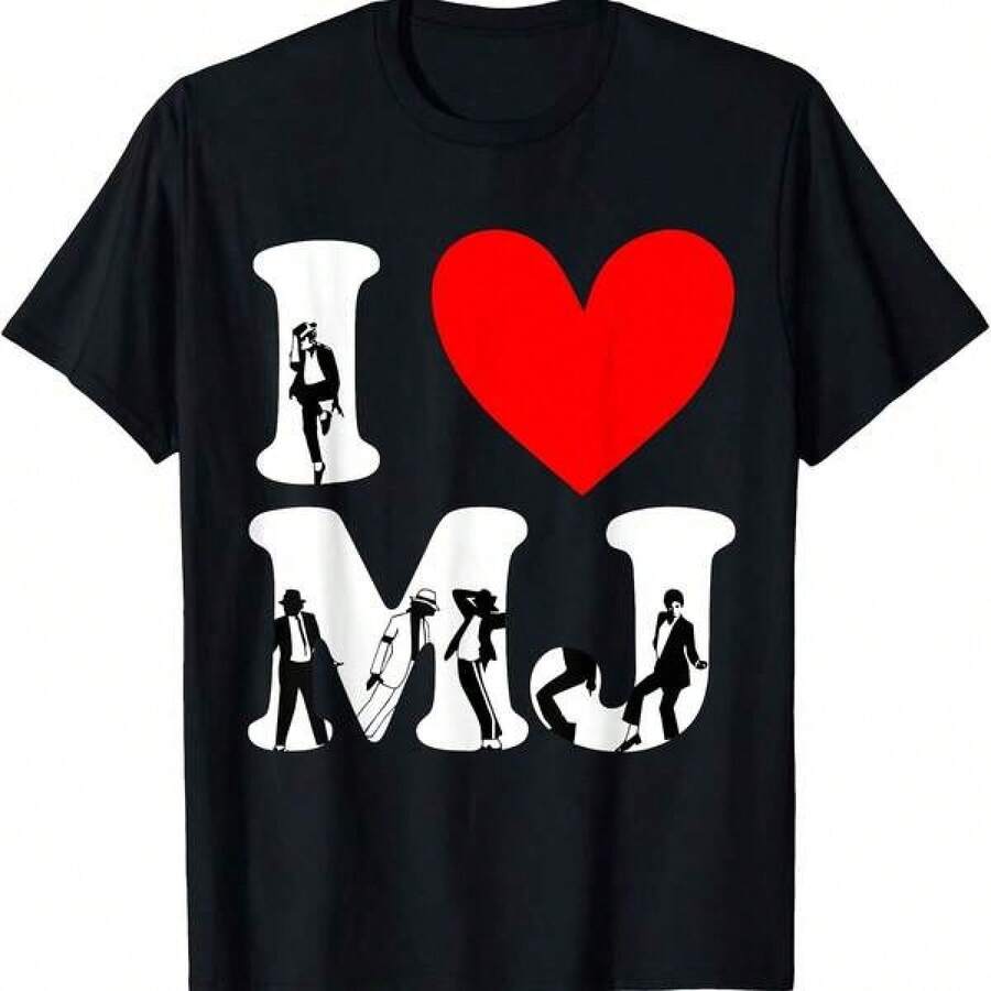 I Love MJD's Vintage Merchandise With Red Heart Lettering Designs, Like The M.JD T-Shirt, Women's Blouses, Women's Casual Blouses, Women's Casual Tops, And Unisex Tops. - 黑色 - 查看 1