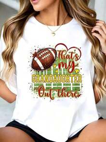 Camisetas Casuales Unisex Premium Lindas 100% Algodón con Estampado "Esa es mi nieta jugando sóftbol, abuela", Camiseta Negra, Tops de Primavera para Mujer - Blanco 4 - Ver 6