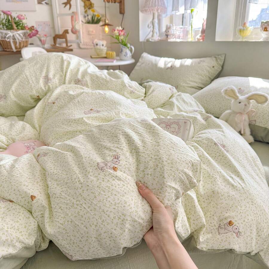3pcs 100% Polyester Floral Lightweight Comforter Set, 2 Pillow Shams + 1 Comforter Cover (No Bed Sheet)