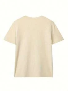 New Summer T-Shirt For Women, Casual Long Sleeve Round Neck T-Shirt - New York, Brooklyn, Empire City Graphic Print, Loose Fit Top In Light Beige For Spring And Summer, Machine Washable, Ladies T-Shirts, Summer Clothes, Soft Fabric T-Shirt. - 杏色 - 查看 3