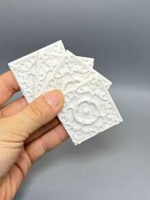 非木製 5cm 白色正方形迷你 3D 雕花天花板、模型屋 3D 浮雕拼接牆板地板磚、歐洲哥德式建築 DIY 裝飾翻新材料、迷你牆磚 - 彩色 - 查看 12