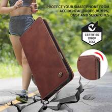 Business Style PU Leather Flip Phone Case, Shockproof Anti-Fall Wallet Cover With Stand Function For Galaxy S8/S9/S10/S20/S21/S22/S23/S24/S25/S26/Plus/FE/Ultra/Note 10/Note 20 - Brown - View 7