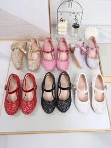 2026 Spring/Autumn New Sequin Princess Shoes For Girls, Soft Bottom Low Heel Little Girl Performance Shoes, Flower Girl Dress Shoes - Mauve Purple - View 6