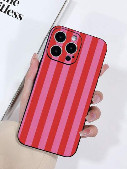 1 chiếc ốp lưng điện thoại TPU màu đen mờ, có lỗ thoáng khí, chống rơi, họa tiết sọc nhiều màu sắc, tương thích với iPhone 15/15Pro/15Plus/15ProMax/16/16Pro/16Plus/16ProMax, Galaxy S23 Ultra/A14/A24, và các điện thoại Android như Note 12 Pro.