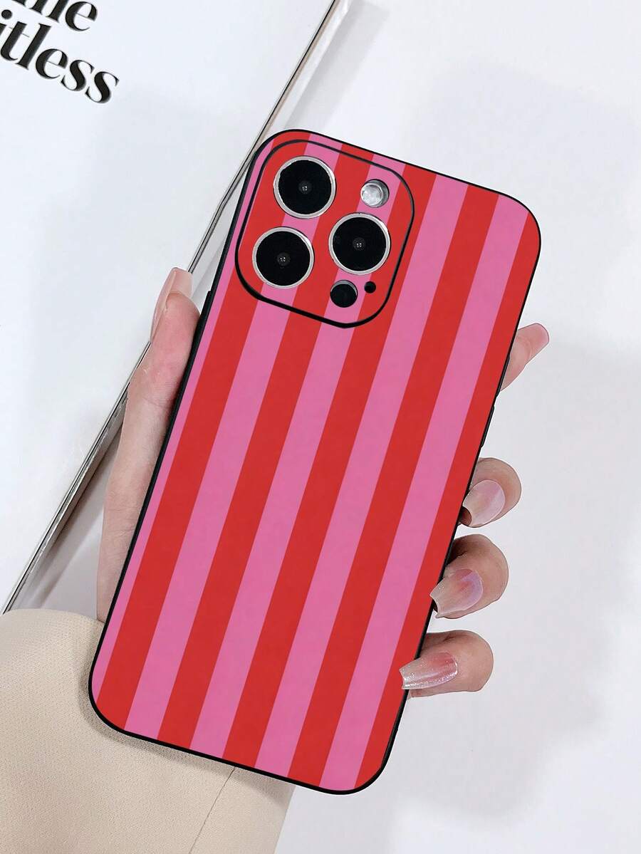 1个哑光质感黑色打孔防摔TPU彩色条纹图案手机壳,兼容 15/15Pro/15Plus/15ProMax/16/16Pro/16Plus/16ProMax、Galaxy S23 Ultra/A14/A24、安卓手机(如Note 12 Pro) - 彩色 - 查看 1