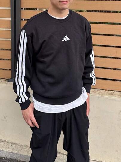  Áo sweatshirt dài tay kẻ sọc phong cách thể thao thoải mái, thời trang adidas M 3S FT SWT dành cho nam