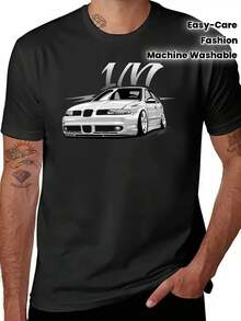 Leon 1M Men's Retro Shirt, Black Geometric Car Design, Comfortable For All Seasons, Machine Washable, Crew Neck, Stylish Vintage Look, Unisex, Ideal Gift, Collectible T-Shirt. Loose And Comfortable. - 後退 - 查看 6