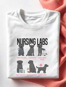 Black Lab Dog Nursing T-Shirt, Nursing Puppies, Nurse Graduation T-Shirt, Dog Mutations, Treatment Plan EW-2942 - 白色 - 查看 4