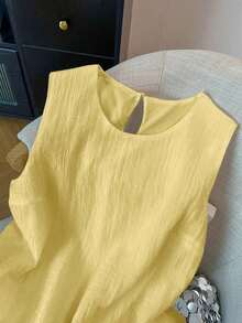 de tirantes de unicolor casual de talla grande, verano - Amarillo - Ver 5