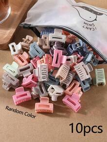 10/20/30pcs Colorful Mini Hair Clips Set | Cute Minimalist Geometric Design,2cm Bright Color Plastic Claw Clips (Random Color),Assorted Colors - Multicolor - View 7