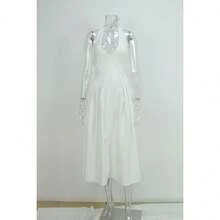 Elegant Women's Party Dress, New Spring Collection, V-Neck With Halter Straps, Sensual Style - 白色 - 查看 5