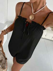 2026 Women Casual Solid Color Sleeveless Jumpsuit Summer Black - Negro - Ver 4