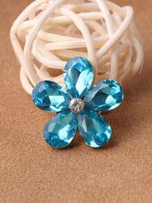1pc Red Flower Glass Brooch, 5 Color Options Available - Red - View 4