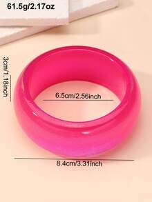 NAIZHU 1/6pcs Fashionable Children's Exaggerated Asymmetrical Geometric Resin Bracelets, Suitable For Daily Wear And Party Accessories - Hot Pink - View 10
