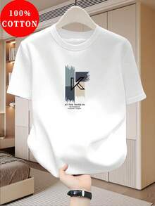 Men's 100% Cotton T-Shirt, Crew Neck Short Sleeve Casual, Breathable And Moisture-Wicking For Outdoor Activities - 白色 - 查看 6