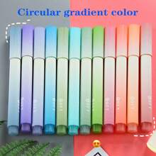 1/12pcs Morandi Style Square Highlighting Pens, Soft Tip Oblique Marker Pens, Pastel Highlighter Pens, Smudge-Resistant, Quick-Drying, Suitable For Diary And Note-Taking - Round - View 12