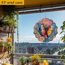 1个3D立体“彩色蝴蝶栖息于花丛中”风铃,尺寸10英寸*10英寸,带旋转挂钩,可360°DIY创意风铃装饰,耐用金属材质(不含吊坠),款式随机。 - A - 查看 7