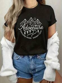 New Casual Short Sleeve T-Shirt With Toronto, Canada Letter Print, Stylish And Personalized, Perfect For Summer Outings With Its Fresh, Modern And Versatile Design. Relaxed. - 藍色 - 查看 1