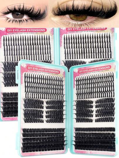 520pcs Russian Eyelash Extension Kit, Single Cluster Lashes, 100D/120D Thick Lash Clusters, D-Curl Lash Clusters, 10-20mm, 6 Styles, Pointed Lash Clusters, Single Lash Clusters, Various Natural Makeup Effects, 40D/60D/80D/100D/120D Reusable Individual Lashes, Lightweight & Soft, DIY Eyelash Extension At Home