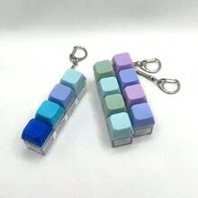 1 pieza Llavero antiestrés estilo teclado 4 en 1 con clip portátil, colgante lindo y curativo para llaves/bolso - colores mezclados - Ver 5