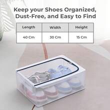 Clear Foldable Shoe Bag - Shoe Box Organizer | Transparent Shoe Rack | Dustproof Shoe Cover | Space-Saving Sneaker Box | Foldable & Easy To Clean - 無色 - 查看 4