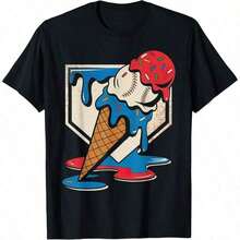 Camiseta con diseño de helado de béisbol en efecto desgastado - Negro - Ver 2