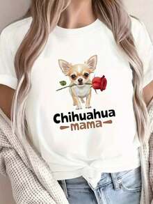 GiftCamias Graphic Camis - Women's Red Camis - Camis With Chihuahua Holding A Rose Graphic - Pure Cotton Camis, Soft And Breathable - Casual Top For Pet Lovers - Fun Gift Idea For Dog Moms, Dog Camis, Comfortable Fit - 100% Cotton - 白色的 - 查看 6