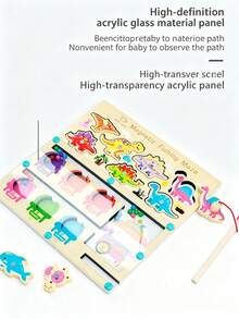 Multifunctional Wooden Magnetic Bead Maze Toy, Counting Color Shape Matching Magnetic Fishing Game For Toddlers, Improve Concentration Hand-Eye Coordination - Multicolor - View 7