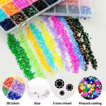 DIY Jelly AB Phone Case DIY Accessories 28-Grid Resin Colorful Diamond Box Mixed Accessories Mixed Size Colorful Round Diamonds, Shoes, Diamond Painting, Water Cup DIY, Phone Case Rhinestone Material Support Rod Making Drill - Multicolor - View 6