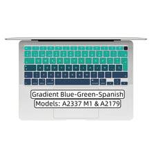 1件時尚西班牙語矽膠鍵盤保護膜,適用於 MacBook Air 13 吋(型號:A2337 M1 與 A2179),2022、2021 與 2020 年上市,配備 Touch ID,完美貼合按鍵,防刮、可水洗且易於清潔 - 查看 10