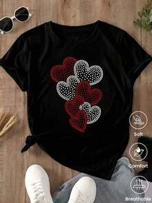 Fashionable 2026 Short-Sleeved Crew Neck T-Shirt With A Cartoon Print, Unisex Style For Couples. Suitable For Indoor Or Outdoor Wear, Ideal For The Office And Everyday Casual Wear. - 黑色 - 查看 1
