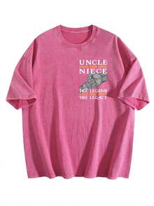 Uncle And Niece Matching The Legend The Legacy T-Shirt,Double-Sided Printed Unisex T-Shirt, Vintage Streetwear Heavyweight Cotton Tee, Anime Manga Casual Daily Top, Ideal Gift For Anime Enthusiasts - Màu Hoa hồng đỏ - Xem 2