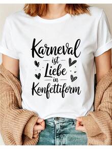 Camiseta Deportiva Casual para Mujer - Elástica y de Cuello Redondo, Lavable aáquina, para Todas las Estaciones; Perfecta para Llevar con Cardigans Beige, Modelo con Piel Clara en Estilo Chic. - Blanco - Ver 1