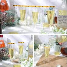 Bộ 10/20/25/30/50/100 chiếc ly champagne tái sử dụng chất lượng cao, phù hợp cho mọi loại tiệc như tiệc tùng, đám cưới, sinh nhật, ngày lễ Tình nhân, ngày của Mẹ, v.v. (Ly champagne, ly tiệc, ly sinh nhật) - Xem 2
