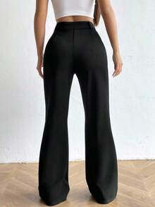 Pantalones casuales de unicolor para mujer - Negro - Ver 2