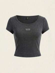 Camiseta de mujer de ajuste ceñido de manga larga, cuello de pico, estampado de copos de nieve de algodón suave, diseño minimalista y casual, elegante y adecuada para uso al aire libre - Negro - Ver 4