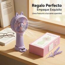 Portable Rabbit Ear Fan With Mobile Phone Holder, Rechargeable Model, Mini Three-Speed Adjustable Table Fan. - 綠色 - 查看 8