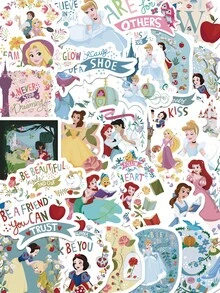 Disney | 50 miếng dán hình Công chúa Cinderella và Bạch Tuyết dễ thương, decal vinyl dùng cho sổ tay, sổ kế hoạch, máy tính xách tay, bình nước, sticker trang trí thẩm mỹ cho văn phòng phẩm, đồ dùng cho tiệc tựu trường, quà tặng sinh nhật và đồ thủ công DIY. - 1 Set - Xem 6