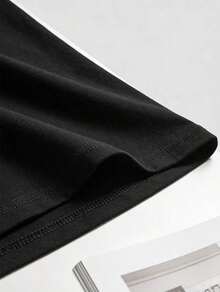 1 Piece Of Women's Clothing, Black Retro Floral Print T-Shirt, Casual Unisex Round Neck T-Shirt, Lightweight Knit Fabric, Machine Washable, For Spring/Summer/Autumn, Halloween, Christmas, Valentine's Day, 180g, 100% Cotton. - 黑色 - 查看 5