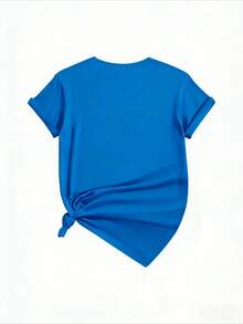 Camiseta de manga corta para mujer, cinco colores. Camiseta con Estampado de Corazón "Be Kind" para Mujer, Nueva Colección de Verano, Estampado de Leopardo, Camiseta con Frase Minimalista, 100% Algodón - Azul - Ver 5