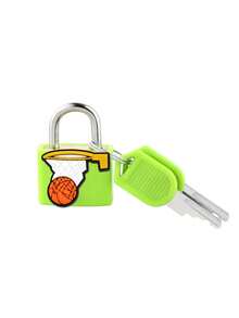 Basketball Pattern Luggage Lock, Small Suitcase Padlock With Key, Strong Copper Lock Core With Plastic Shell (Easy Lock Matching), Compact And Sturdy, Luggage Lock, Suitcase Mini Padlock, Travel Bag Metal Key Lock, Durable Brass Lock Core, Small Copper Lock With Shell - Multicolor - View 13