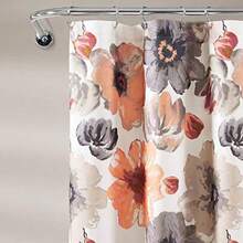 Decor - Cortina de Ducha Floral de Leah 72 Pulgadas de Ancho x 72 Pulgadas de Largo Coral y Gris Cortinas de Ducha de Tela Cortina de baño botánica de Acuarela decoración de Granja y Campo 7596821 - Coral - Ver 2