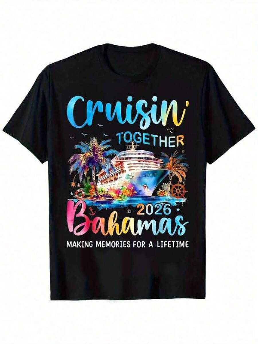 Camiseta unisex de manga corta, Cruisin'JuntosBahamas2025CruzeCamiseta-VibranteVeranoTeeParaJóvenes,InformalCortoMangaTripulaciónCuello,100%Algodón-IdealParaVacacionesRecuerdos,PerfectoRegaloParaPascuaDel PadreDayplayerashombre, , , Dazymujer,romwehombres, bohochic,maestrasregalos,camisetaparaconjuntos de mujercon curvasparamu,y2k, - Negro - Ver 1