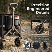 Carrito de mano resistente y carrito de campo plegable con ruedas giratorias de 360°, capacidad de 175 kg, adecuado para exteriores, jardín, camping, picnic, playa, pesca, duradero y resistente carrito de jardín carretilla de mano - A - Ver 6