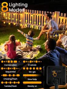 100LED Solar Outdoor Fairy Lights 39Ft Crystal Ball String Lights, 8 Lighting Modes Auto On/Off For Garden Patio Yard Wedding Party Holiday Decorations - 暖白色 - 查看 6