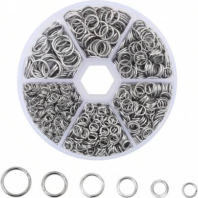 200/1230 Stück Edelstahl offene Sprungring/Spaltring Zubehör - vielseitige offene Sprunginge für DIY Schmuckherstellung, Halsketten, Armbänder, Kleinunternehmen Zubehör - einfach zu verwenden, vielseitig einsetzbar und langanhaltend