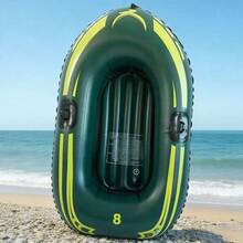 1 Bote inflable para 1 persona, Bote de pesca de PVC grueso, Kayak, Bote de asalto portátil, Bote flotante para lago, playa, piscina inflable, Artículos esenciales de playa, Flotador de piscina - Barco inflable de color verde militar - Ver 6