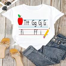 Teacher Appreciation Graphic T-Shirt Thank You Teacher Best Teacher Educator Gift Heartfelt 100% Cotton Oversized Soft Breathable Casual Crewneck Short Sleeve Top Teachers Educators School Staff Gift Givers - 白色 - 查看 12